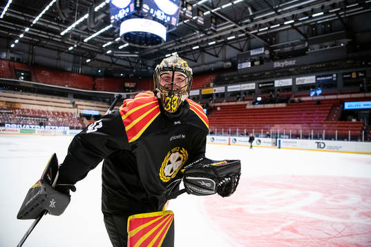 Brynäs målvakt Samuel Ersson jublar