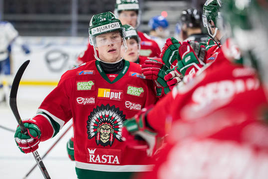 Frölundas Lucas Raymond jublar