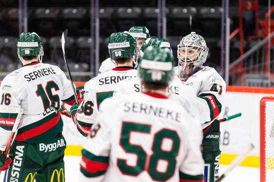 Frölundas målvakt Niklas Rubin jublar