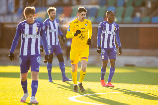 Halmstads Emil Tot Wikström efter sitt 0-1 mål