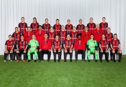  Maja Wiklander, Daniella Famili, Wilma Finnman, Alexsandra Lobanova, Ebba Ronquist, Matilda Nilden, Klara Andrup, Frida Boriero. Mittenledet från vänster: Tempest-Marie Norlin, målvaktstränare Mathias Hallbygård, assisterande tränare Antonio Fernandez, Märta Säfström, Sofia Parkner, Wilma Wärulf, naprapat Marie Öijwall, sportchef Staffan Jacobsson, Sara Eriksson. Sittande från vänster: Mathilda Lindström, Michelle Rojas Flores, Josephine Frigge, huvudtränare Marcelo Fernandez, Mathilda Johansson Prakt, Elin Bergkvist, assisterande tränare Faniel Zerai, Lovisa Koss, Lovisa Norrby, Emma Lundh.