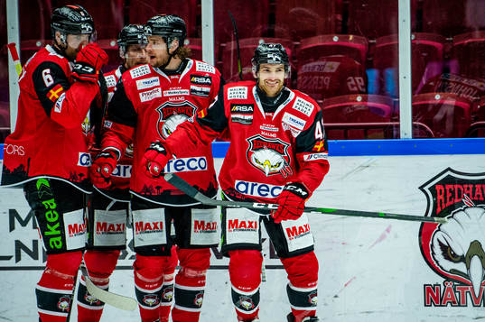 Malmö Redhawks Adam Johnson jublar
