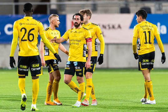 Elfsborgs Marokhy Ndione, Simon Strand, Frederik Holst, Jack Cooper Love och Ahmed Qasem jublar