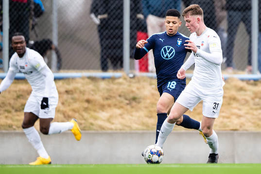 Malmö FFs Romain Gall och Helsingborgs Lucas Larsen
