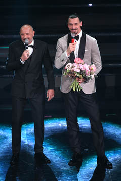 Zlatan Ibrahimovic and Sinisa Mihajlovic attends the