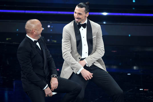 Zlatan Ibrahimovic and Sinisa Mihajlovic attends the