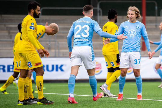 Malmö FFs Marcus Antonsson och Sebastian Nanasi jublar
