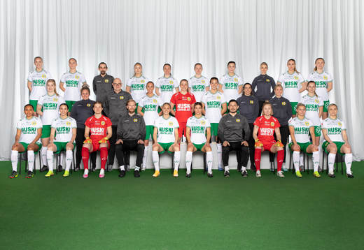  Elsa Karlsson, Hanna Lundkvist, analytiker Fran Peralta, Jonna Ståhl, June Pedersen, Emilia Larsson, Fanny Hjelm, fysioterapeut Lynn Carlsson, Frida Thörnqvist, Matilda Vinberg. Mittenledet från vänster: Eva Nyström, naprapat Jill Buskas, team manager Johan Fransson, Petronella Ekroth, Anna Tamminen, Nina Jakobsson, läkare Anna Reitberger Marinko, fysioterapeut Mikaela Johansson, Ellen Wangerheim. Sittande från vänster: Madelen Janogy, Helén Eke, Britta Elsert Gynning, assisterande tränare Ludvig Axelsson, Alice Carlsson, Hanna Folkesson, huvudtränare Pablo Pinones-Arce, Jonna Andersson, Emma Jansson, Ellen Gibson.