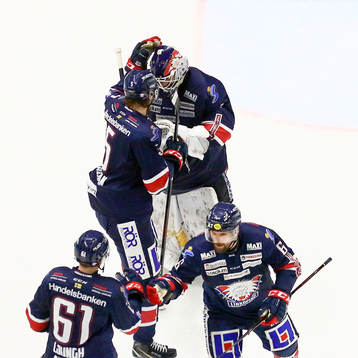 Linköpings Mattias Bäckman tackar målvakt David