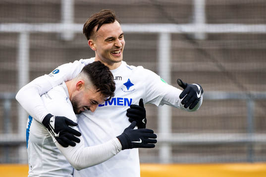 IFK Norrköpings Sead Haksabanovic och Henrik Castegren jublar efter 2-1