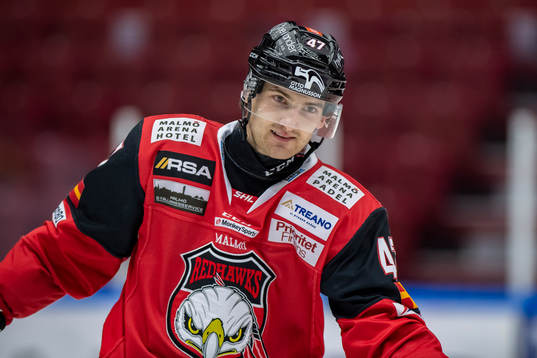Malmö Redhawks Adam Johnson jublar