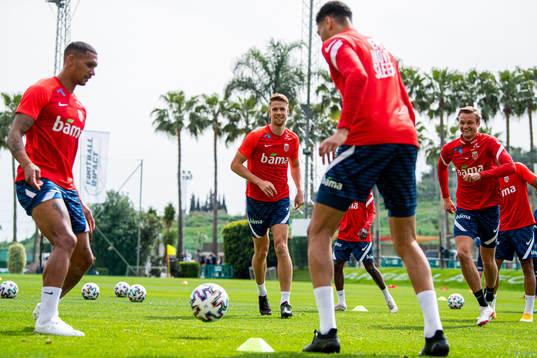 Ruben Gabrielsen, Kristoffer Ajer, Bjørn Maars Johnsen and Stian Gregersen of the Norwegian national football team