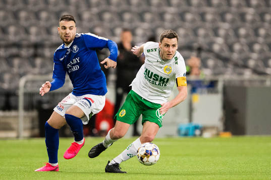 Trelleborgs Dzenis Kozica och Hammarbys Jeppe Andersen