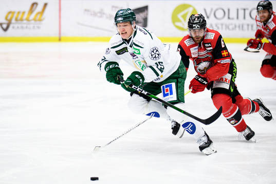 Färjestads Gustav Rydahl och Malmö Redhawks Patrik Hersley