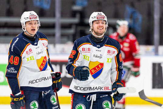 Djurgårdens Rhett Rakhshani och Manuel Ågren jublar