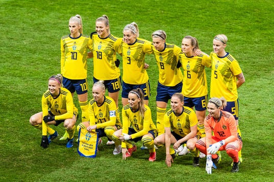 The starting eleven of Sweden, from the top left, Sofia