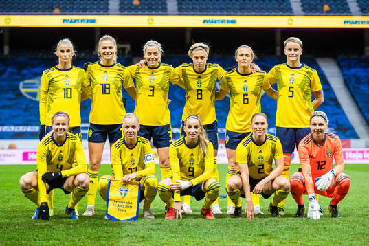 The starting eleven of Sweden, from the top left, Sofia