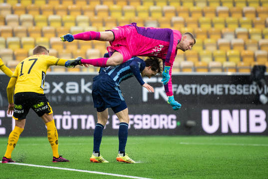 Djurgårdens målvakt Aleksandr Vasyutin och Hjalmar Ekdal