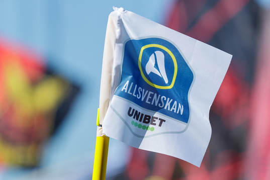 Hörnflagga med allsvenskans logga på