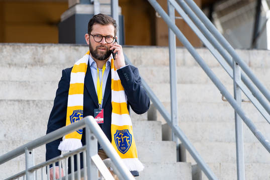 Falkenbergs David Svensson före fotbollsmatchen i