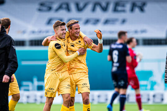 Fredrik André Bjørkan and Erik Botheim of Bodø/Glimt celebrates