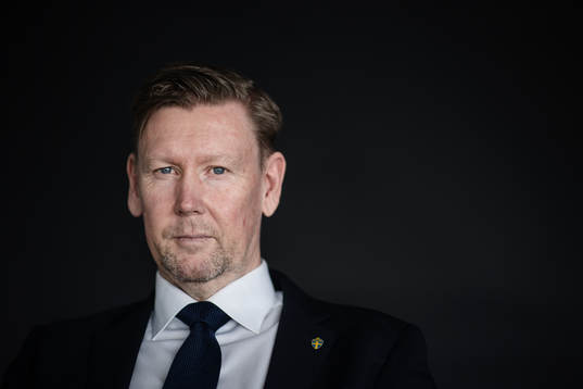 Peter Wettergren, assisterande förbundskapten för Sveriges fotbollslandslag, poserar för ett porträtt den 18 maj 2021 i Stockholm. 