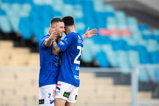 Trelleborgs Petar Petrovic jublar efter 1-3