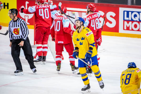 Adrian Kempe of Sweden looks dejected