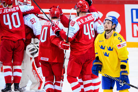 Adrian Kempe of Sweden looks dejected