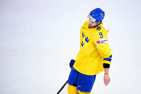 Adrian Kempe of Sweden looks dejected