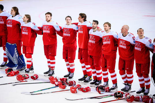 Players of Denmark celebrate