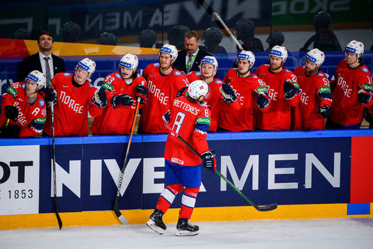 Mathias Trettenes of Norway celebrates the 1-0 goal