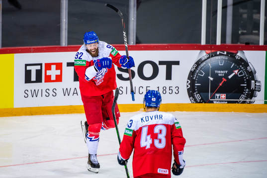 Jiri Sekac of Czech Republic celebrates scoring 2-2