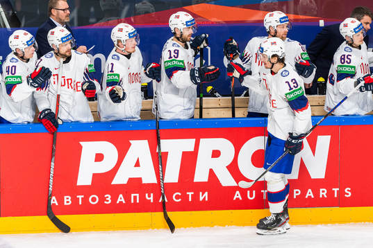 Sondre Olden of Norway celebrates with team mates after scoring 0-1