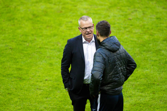 Janne Andersson, head coach of Sweden celebrates