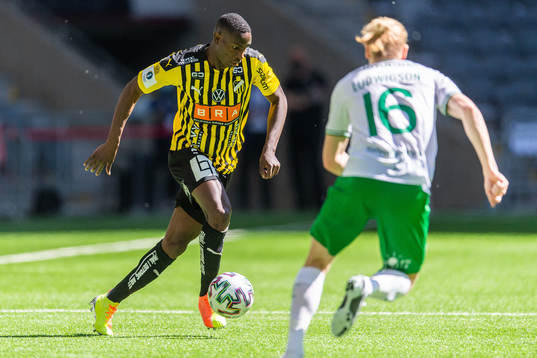 Häckens Godswill Ekpolo och Hammarbys Gustav Ludwigson