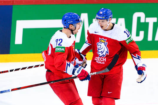 Filip Chytil and Dominik Kubalik of Czech Republic