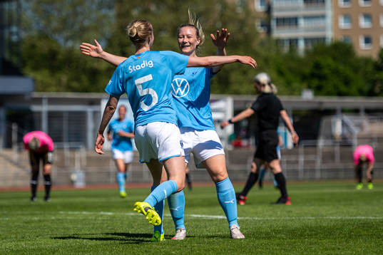 Malmö FFs Stina Stadig och Madeleine Hejde jublar