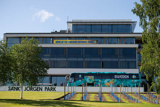 Exterior view of Sankt Jörgen Park Hotel, base camp for the Swedish national football team
