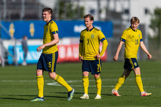 Emil Holm, Hampus Finndell and Daniel Svensson of Sweden
