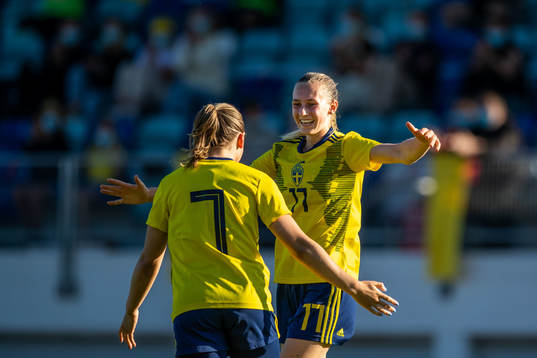 Sveriges Ellen Wangerheim jublar efter 2-0
