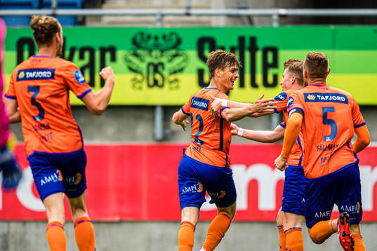 Sigurd Hauso Haugen of Aalesund celebrates after scoring the 1-0 goal