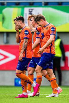 Kristoffer Ødemarksbakken of Aalesund celebrates after scoring the 2-1 goal