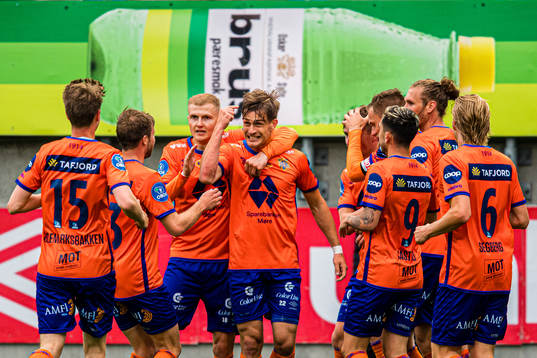 Sigurd Hauso Haugen of Aalesund celebrates after scoring the 1-0 goal