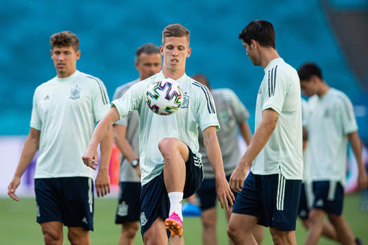 Dani Olmo of the Spanish national football team at a