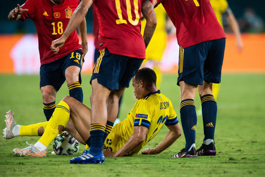 Jordi Alba, Thiago Alcantara and Pau Torres of Spain