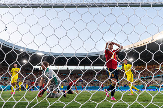 Dani Olmo of Spain looks dejected