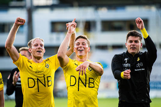 Gjermund Åsen, Fredrik Krogstad and Pål Andre Helland of Lillestrøm celebrates