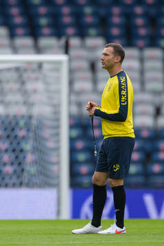 Head coach Andriy Shevchenko of the Ukrainian national football team at a training session