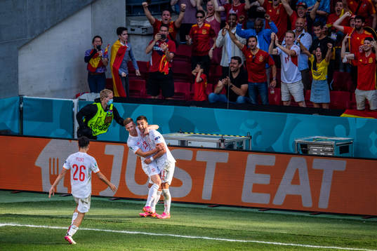 Dani Olmo and Ferran Torres of Spain celebrates 1-3